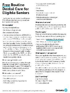 Free Routine Dental Care for Eligible Seniors – Publications Ontario