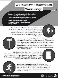 Image of the cover of publication titled  Flyer: Power Outage Safety (Eastern Ojibwe)