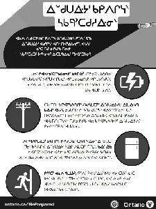 Image of the cover of publication titled Flyer: Power Outage Safety (Oji-Cree)