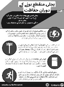 Image of the cover of publication titled Flyer: Power Outage Safety (Urdu)