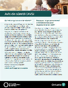 Image of the cover of publication titled  Fiche de renseignements sur l&rsquo;avis de s&ucirc;ret&eacute; (PDF)
