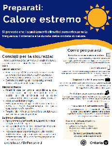Image de la couverture de la publication intitul&eacute;e Flyer: Severe Weather &ndash; Extreme Heat and Winter Storms (Italian)