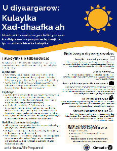 Image of the cover of publication titled Flyer: Severe Weather &ndash; Extreme Heat and Winter Storms (Somali)