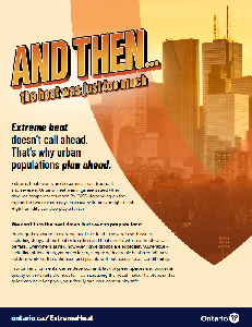 Image of the cover of publication titled Brochure: Extreme heat preparedness (urban population)
