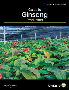 Image of the cover of publication titled Publication 848: Guide to Ginseng Production
