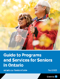 Image of the cover of publication titled Guide to Programs and Service for Seniors in Ontario Fall 2026