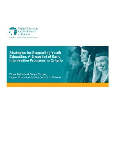 Image of the cover of publication titled  Strategies for supporting youth education: a snapshot of early intervention programs in Ontario