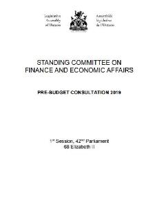 Image of the cover of publication titled  Pre-budget consultation 2019.