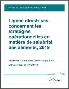 Image of the cover of publication titled  Lignes directrices concernant les stratégies opérationnelles en matière de salubrité des aliments,