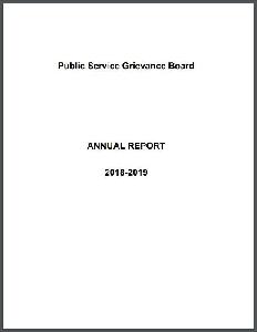 Image of the cover of publication titled Annual report / Public Service Grievance Board. 2018/19.