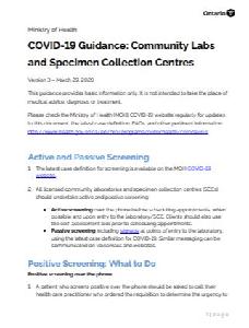 Image of the cover of publication titled Novel Coronavirus (COVID-19) Guidance for Community Laboratories and Specimen Collection Centres