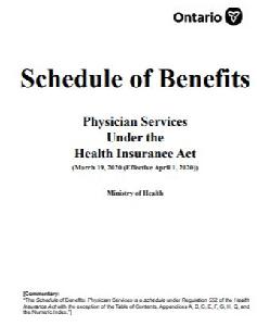 Image of the cover of publication titled Schedule of benefits : physician services under the Health Insurance Act. 2020 Mar. 19.