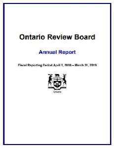 Image of the cover of publication titled Parent  Annual report / Ontario Review Board 2018/2019