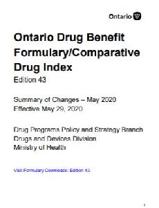 Image of the cover of publication titled  Ontario drug benefit formulary/comparative drug index  v. 43 (2020 May 29)