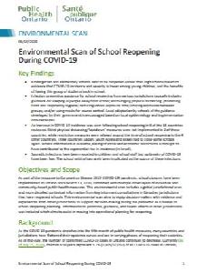 Image of the cover of publication titled Environmental Scan of School Reopening During COVID-19