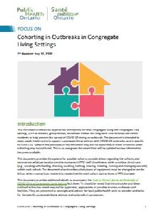 Image of the cover of publication titled  Cohorting in Outbreaks in Congregate Living Settings