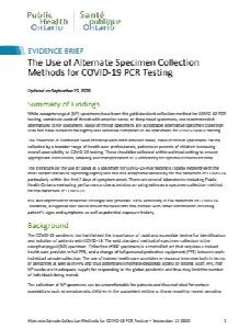 Image of the cover of publication titled  Use of Alternate Sample Collection Methods for COVID-19 PCR Testing