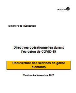 Image of the cover of publication titled  Directives opérationnelles durant l