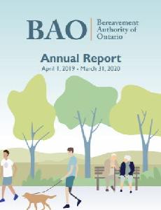 Image of the cover of publication titled  Annual report / Bereavement Authority of Ontario 2019/20