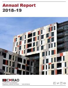 Image of the cover of publication titled Annual report / Condominium Management Regulatory Authority of Ontario 2018/19