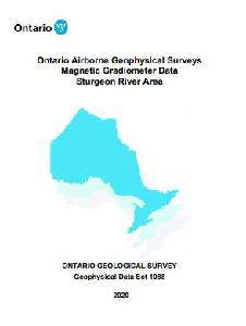 Image of the cover of publication titled  Ontario Airborne Geophysical Surveys, Magnetic Gradiometer Data, Grid and Profile Data and Vector Data, Sturgeon River Area