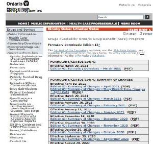 Image of the cover of publication titled  Ontario drug benefit formulary/comparative drug index. v. 43 (2020 Nov. 30)