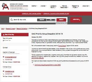 Image of the cover of publication titled  OAC Priority Group Snapshot 2018-19 / Prepared by OAC Research Section