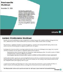 Image of the cover of publication titled    Provincewide Shutdown