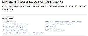 Image of the cover of publication titled Parent  Rapport sur 10 ans du ministre sur le lac Simcoe