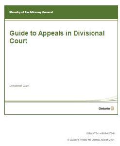 Image of the cover of publication titled Guide to appeals in Divisional Court