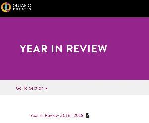 Image of the cover of publication titled Ontario Creates : year in review 2018/19