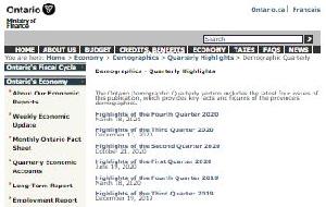 Image of the cover of publication titled Ontario demographic quarterly yr. 2020, quarter 3