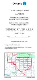 Image de la couverture de la publication intitul&eacute;e    Airborne magnetic gradiometer survey, colour-filled contours of the residual magnetic field, Winisk River area (Map 82 547)