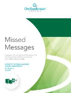 Image of the cover of publication titled   &ldquo;Missed Messages&rdquo; : Investigation into unilingual out-of-home government advertising regarding health services between April 1, 2020 and March 31, 2023
