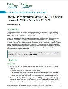 Image of the cover of publication titled   Invasive Meningococcal Disease (IMD) in Ontario: January 1, 2023 to December 31, 2023