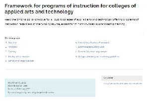 Image of the cover of publication titled   Framework for programs of instruction for colleges of applied arts and technology