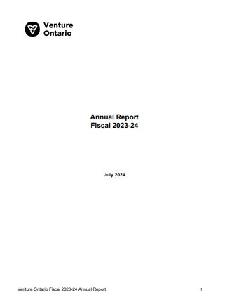 Image of the cover of publication titled  Annual report / Venture Ontario 2023/24