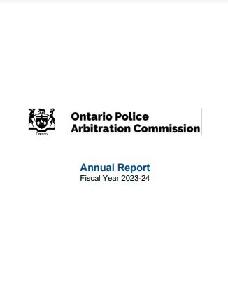 Image of the cover of publication titled   Annual report fiscal year / 2023-24 Ontario Police Arbitration Commission