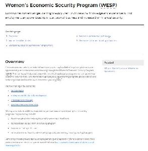 Image of the cover of publication titled Women&rsquo;s Economic Security Program (WESP) : Low-income women can get training to equip them with the skills, knowledge and experience to find employment, an apprenticeship or start a small business and increase their financial security