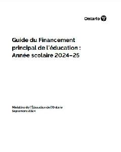 Image of the cover of publication titled Guide du Financement principal de l’éducation : Année scolaire 2024–25