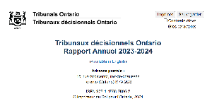 Image de la couverture de la publication intitulée  Rapport annuel / Tribunaux décisionnels Ontario 2023-2024