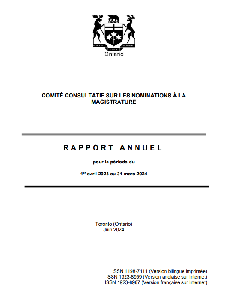 Image of the cover of publication titled   Rapport Annuel / Comité consultatif sur les nominations à la magistrature 2024