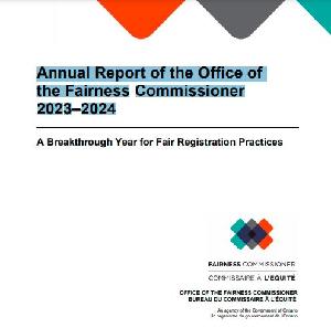 Image of the cover of publication titled Annual Report of the Office of the Fairness Commissioner 2023–2024