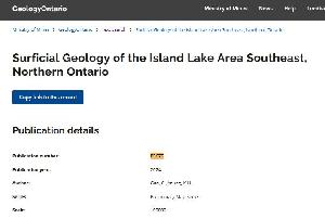 Image of the cover of publication titled  Surficial geology of the Island Lake area southeast, northern Ontario