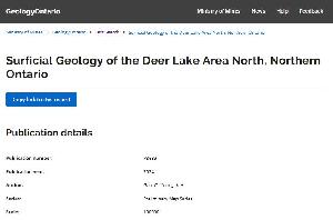 Image of the cover of publication titled Surficial geology of the Deer Lake area north, northern Ontario