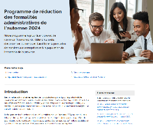 Image of the cover of publication titled Programme de réduction des formalités administratives automne 2024