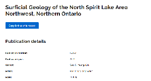 Image of the cover of publication titled Surficial Geology of the North Spirit Lake Area Northwest, Northern Ontario