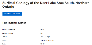 Image of the cover of publication titled Surficial Geology of the Deer Lake Area South, Northern Ontario.