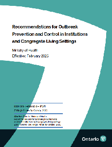 Image de la couverture de la publication intitul&eacute;e Recommendations for Outbreak Prevention and Control in Institutions and Congregate Living Settings, 2025