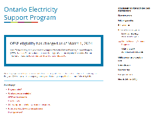 Image of the cover of publication titled Ontario Electricity Support Program